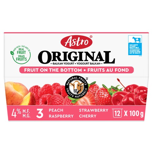 Astro Original 4% Yogurt Fruit On The Bottom Multipack 12 x 100 g