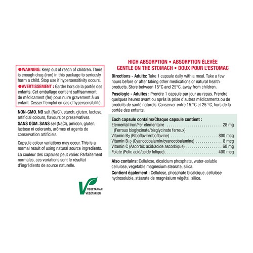 Jamieson Vitamins Gentle Iron Vegetarian Capsules 90 Count