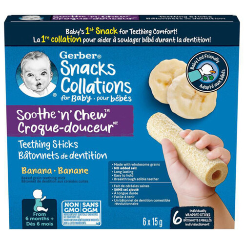 Gerber Baby 's Sooth & Chew Teething Sticks Banana 6 x 15 g Voilà