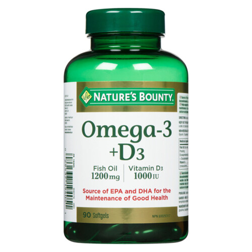 Nature's Bounty Omega-3 Supplements Fish Oil Softgels 90 Count