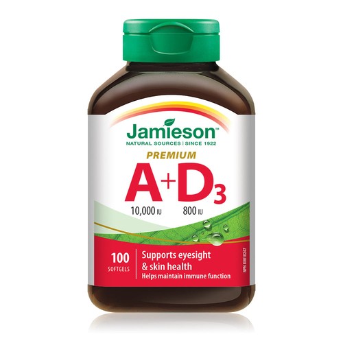 Jamieson Vitamin A & D3 Softgels 100 Count