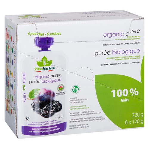 Bioitalia Organic Puree Plum 6 x 120 g