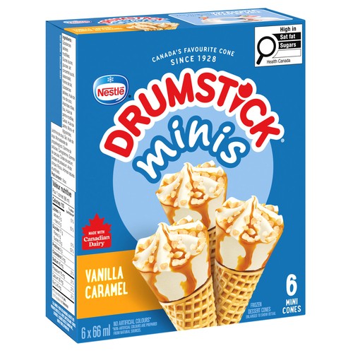Nestlé Drumstick Frozen Dessert Cones Vanilla Caramel 6 x 66 ml