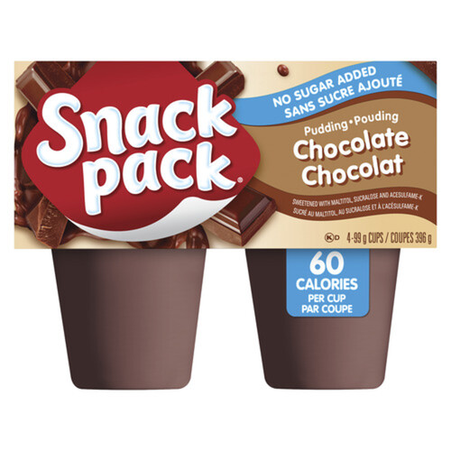 Snack Pack Gluten-Free Pudding No Sugar Added Chocolate 4 x 99 g
