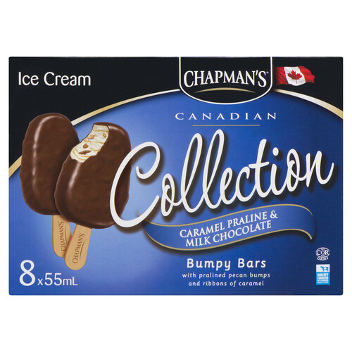 Chapman's Ice Cream Bars Bumpy Bars Caramel Praline & Milk Chocolate 8 Pack 440 ml