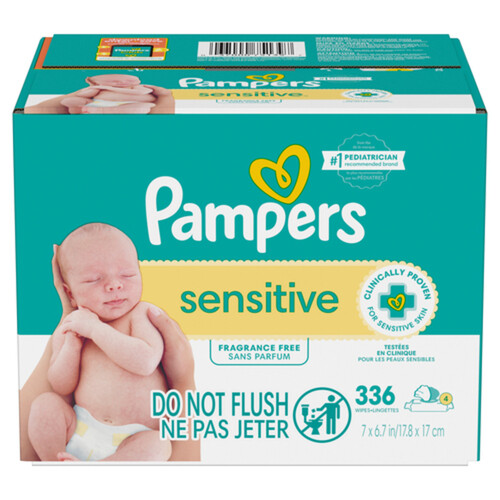 Pampers Baby Wipes Sensitive Perfume-Free Pop-Top 6 Packs 336 Count