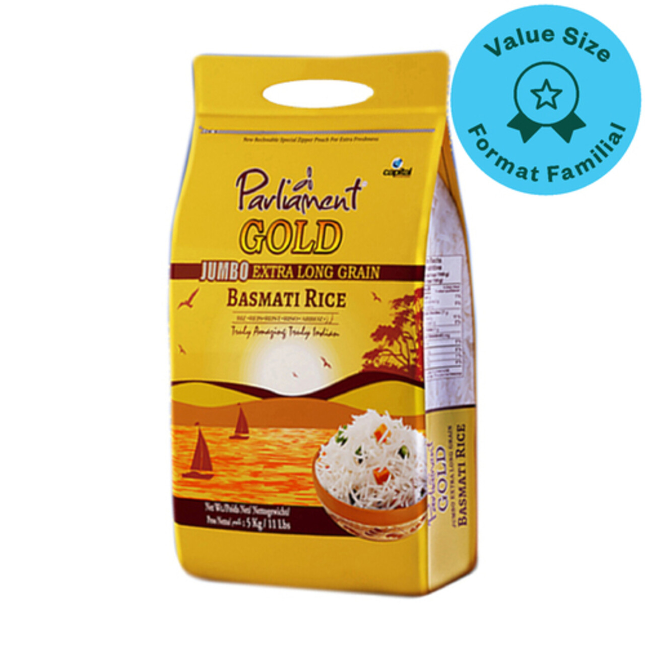 Parliament Gold Basmati Rice Jumbo Extra Long Grain 4.54 kg Voilà