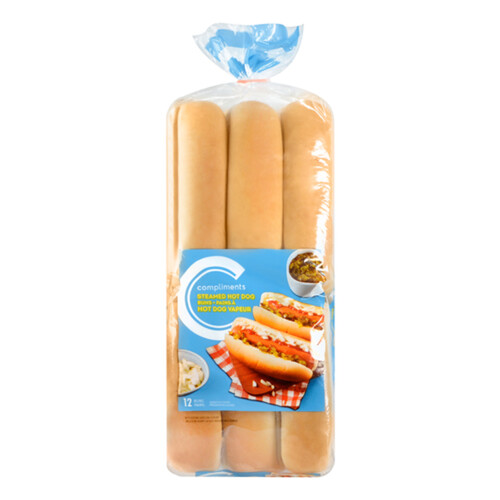 Compliments Hot Dog Buns 12 Pack 504 g