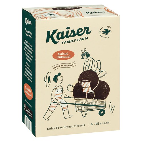 Kaiser Family Farm Frozen Dessert Bars Salted Caramel Dipped in Chocolate 5 x 55 ml