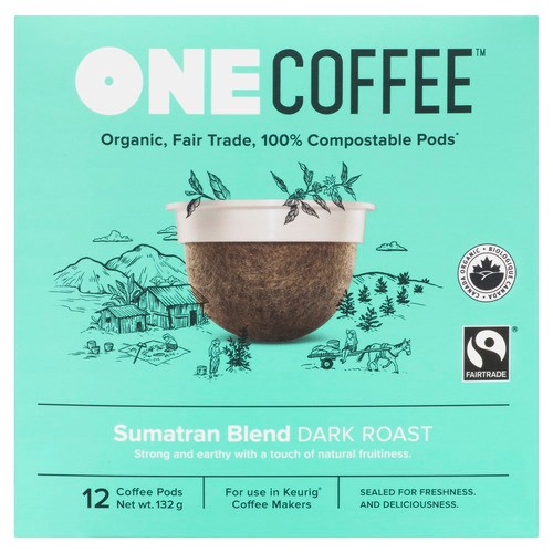 One Coffee Organic Coffee Pods Sumatran Blend Dark Roast 12 K-Cups 132 g