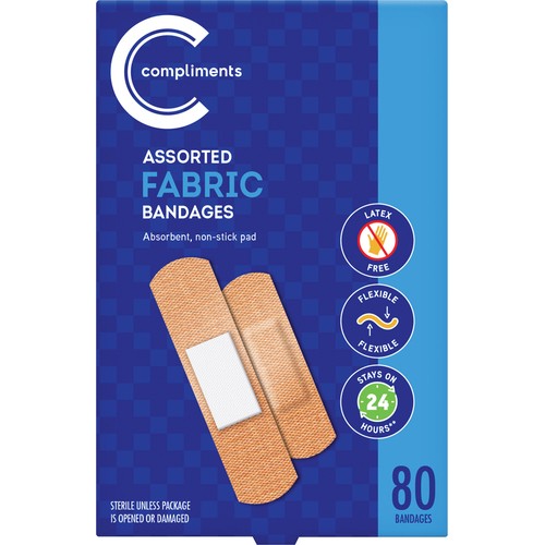 Compliments Fabric Bandages Assorted 80 Count