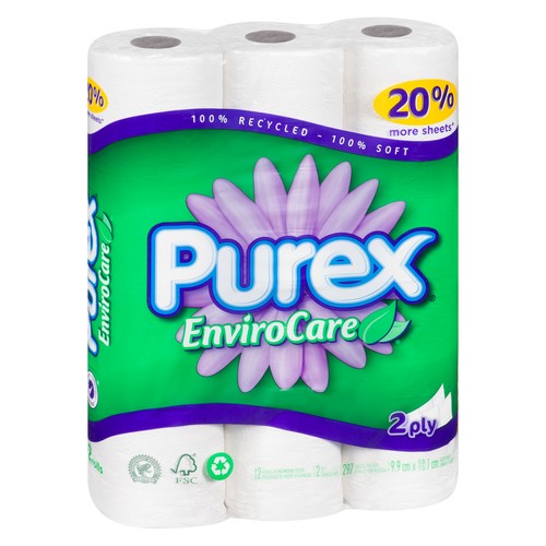 Purex Toilet Paper Envirocare 2 Ply 12 Rolls x 297 Sheets