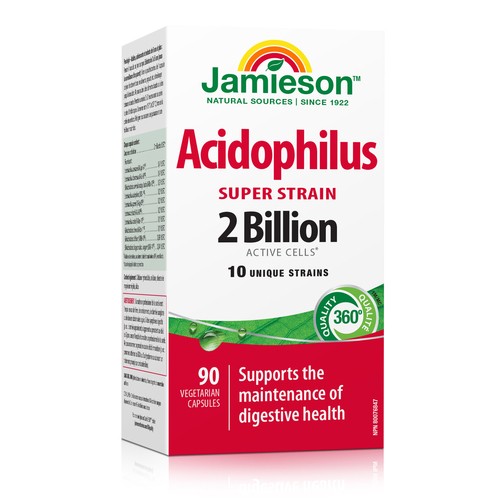 Jamieson Acidophilus Super Strain Supplement Vegetarian Capsules 90 Count