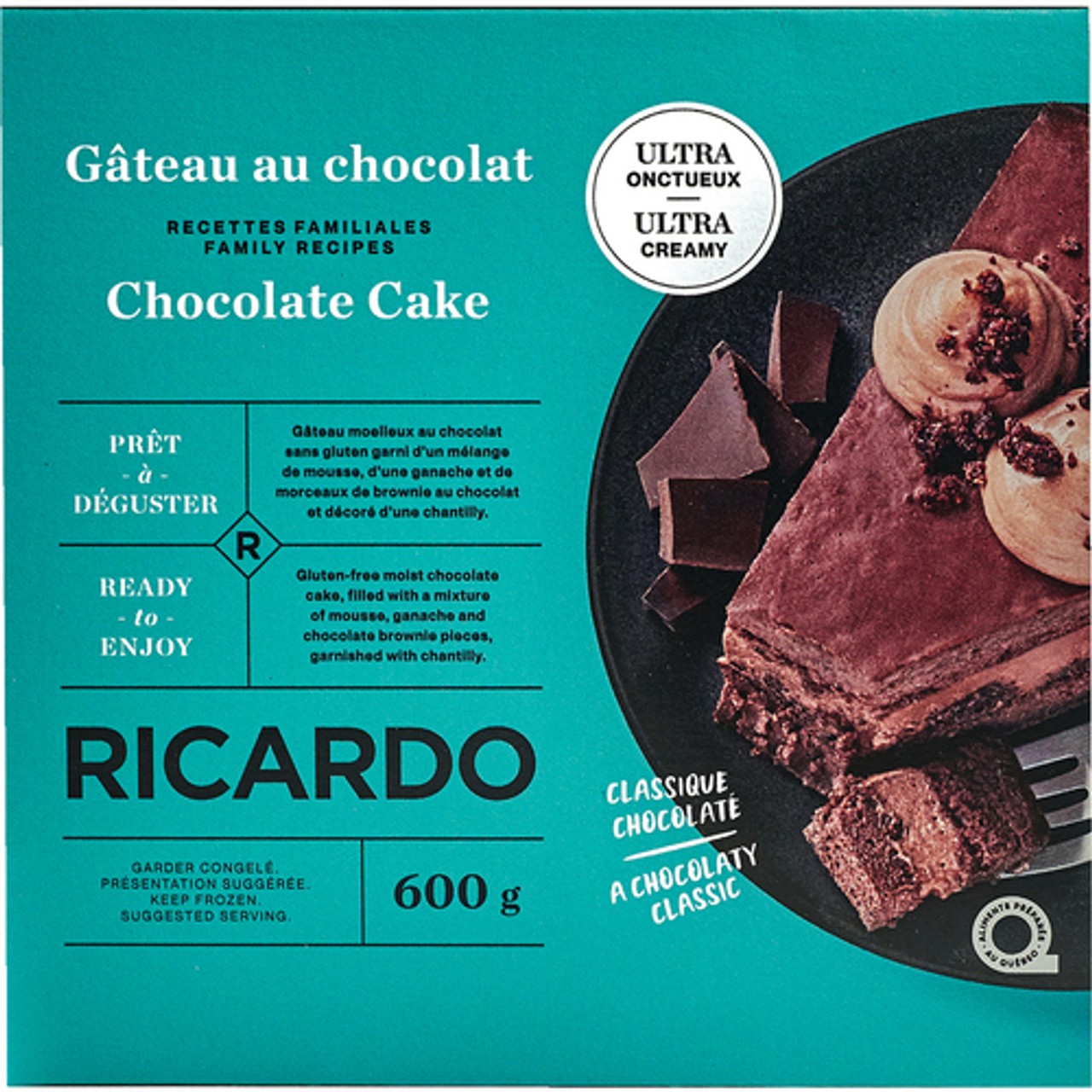 RICARDO Cake Chocolate 600 g (frozen) - Voilà Online Groceries & Offers