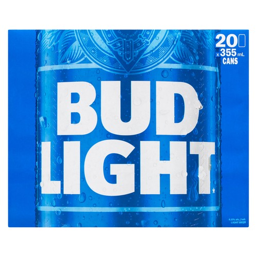 Bud Light Beer 4% Alcohol 20 x 355 ml (cans)