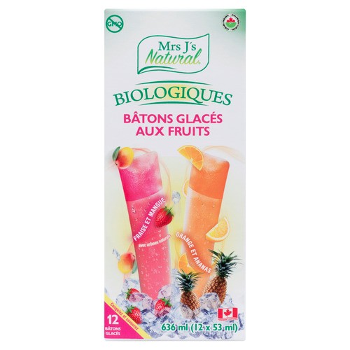 Mme J's Naturel Organic Strawberry Freeze Pops 636 mL