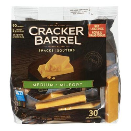 Cracker Barrel Portion Snack Cheese Medium Cheddar 30 units 650 g