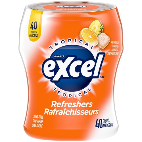 Excel Refreshers Sugar-Free Gum Tropical 40 Pieces