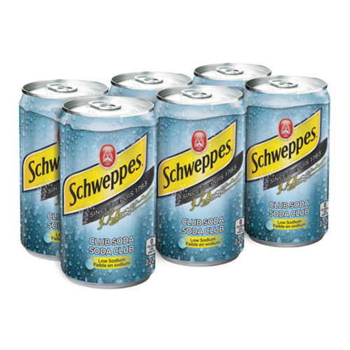 Schweppes Low Sodium Club Soda 6 x 222 ml (cans)