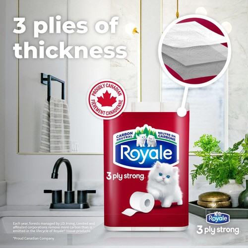 Royale Toilet Paper Strong 3-Ply 8 Rolls x 165 Sheets 