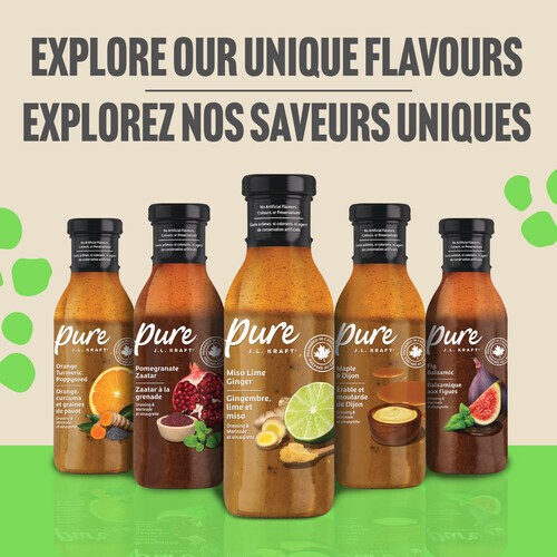 J.L. Kraft Pure Dressing & Marinade Miso Lime Ginger 355 ml