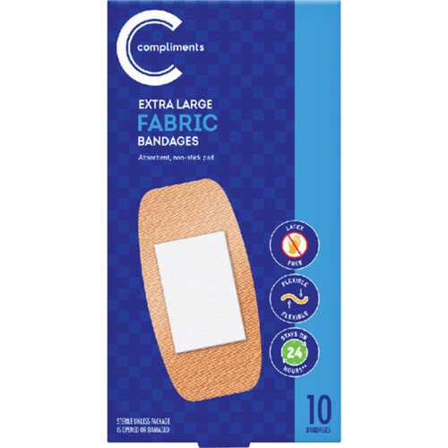 Compliments Fabric Bandages Extra Large 10 Count