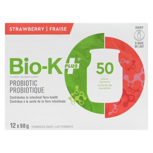 Bio-K Plus Probiotic Fermented Milk Strawberry 12 x 98 g