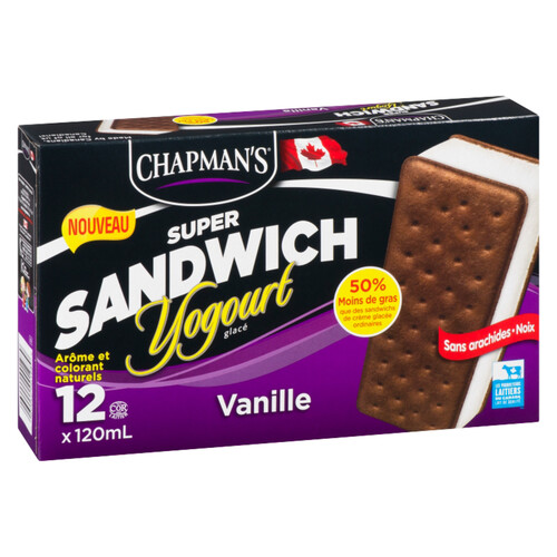 Chapman's Frozen Yogurt Sandwich Super Vanilla 12 EA