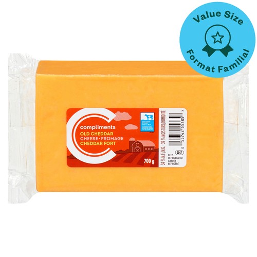 Compliments Block Cheese Old Cheddar Value Size 700 g