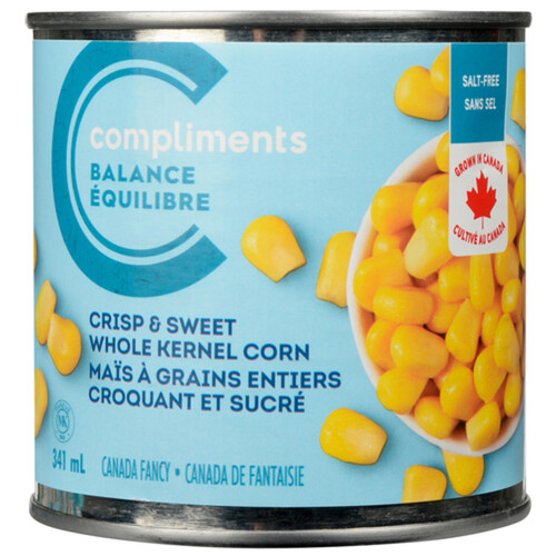 Compliments Canned Salt-Free Balance Corn Crispy & Sweet 341 ml