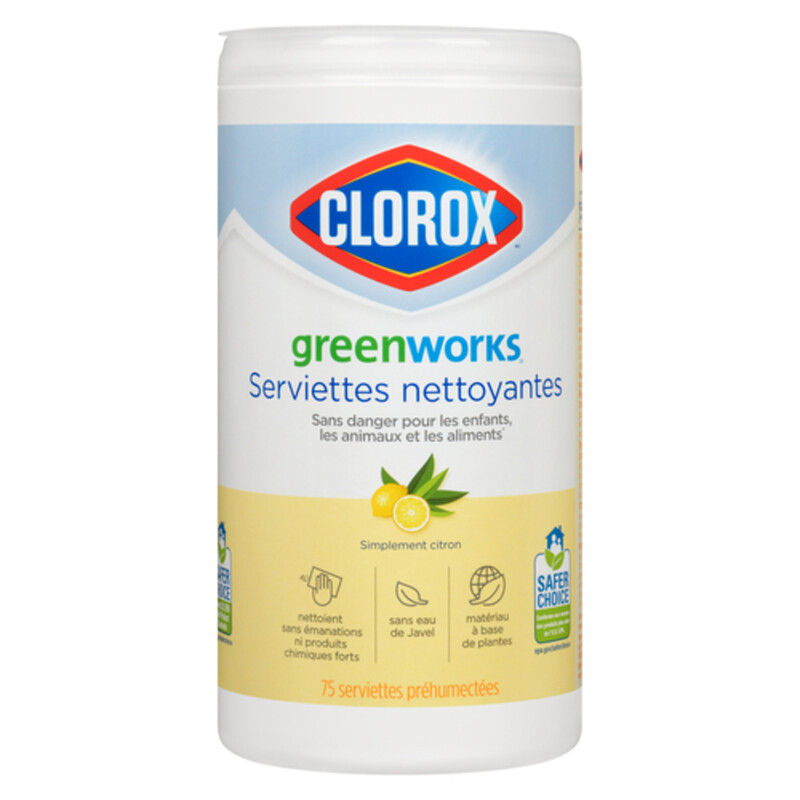 Clorox Greenworks Cleaning Wipes Lemon 75 EA Voilà Online Groceries