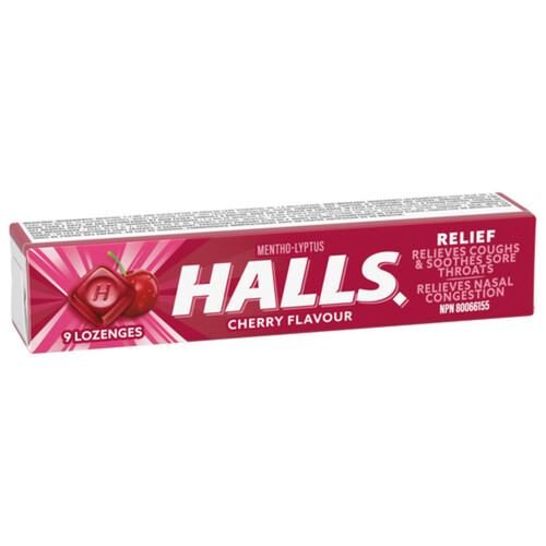 Halls Mentho-Lyptus Cough Drops Lozenges Cherry 9 Count