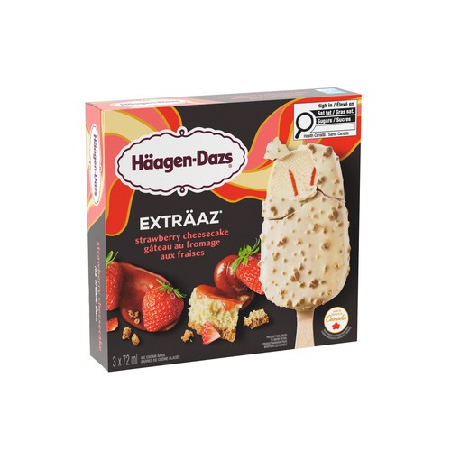 Häagen-Dazs Exträaz Ice Cream Bars Strawberry Cheesecake 3 x 72 ml