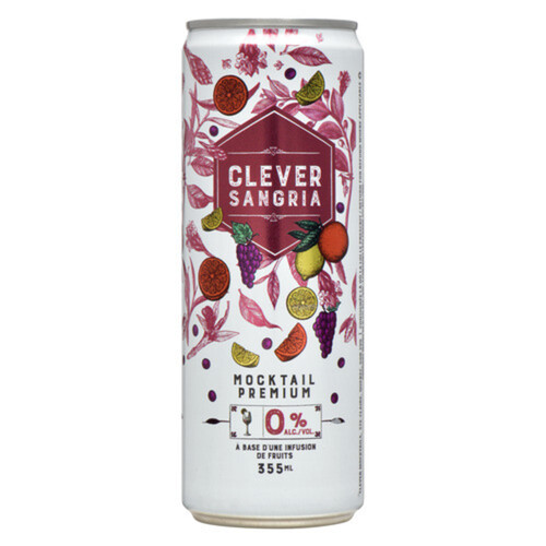 Clever Mocktail Non Alcohol Premium Sangria 355 ml (Can)