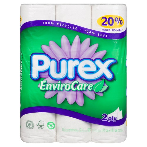 Purex Toilet Paper Envirocare 2 Ply 12 Rolls x 297 Sheets