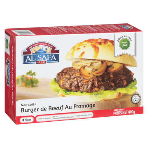 Al Safa Halal Frozen Beef Cheese Burgers 800 g