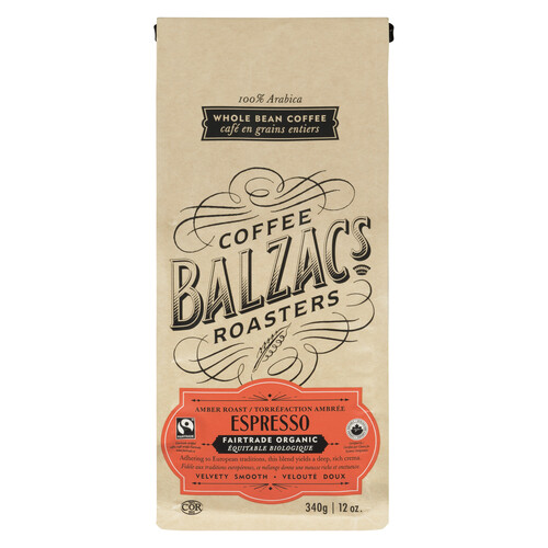 Balzac's Fairtrade Organic Whole Bean Coffee Expresso Blend 340 g