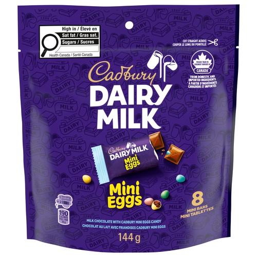 Cadbury Dairy Milk Mini Eggs Chocolate Bar Bag Of 8 x 18 g Mini Bars 144 g