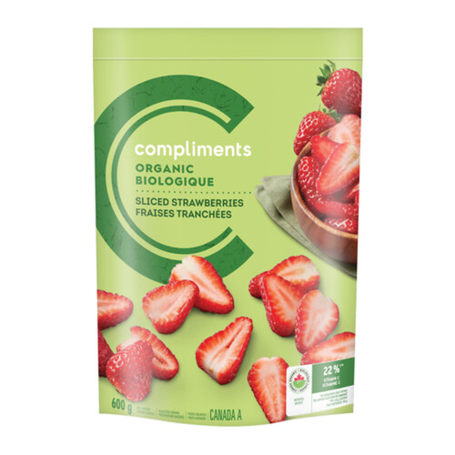 Compliments Organic Frozen Sliced Strawberries 600 g