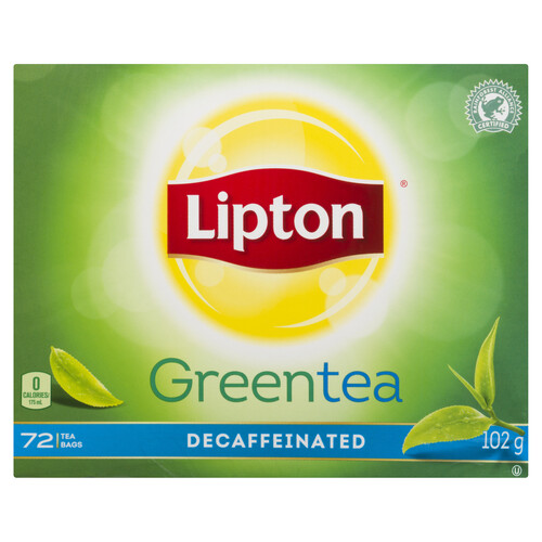 Lipton Green Tea Naturally For Light Taste Decaffeinated 72 Bags