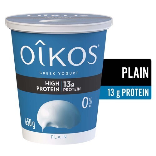 Oikos Fat-Free 0% Greek Yogurt High Protein Plain 650 g