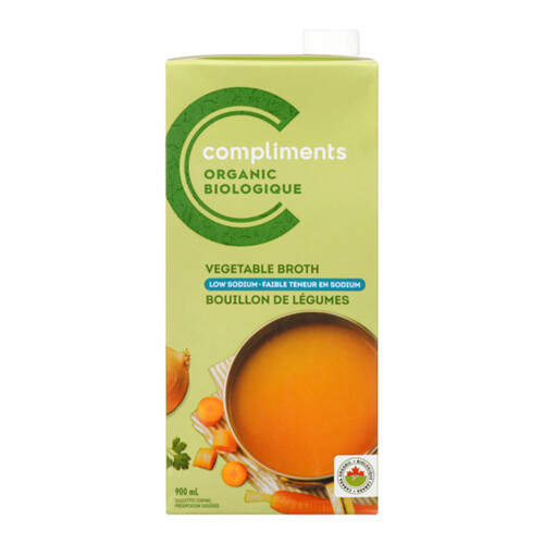 Compliments Organic Low Sodium Broth Vegetable 900 ml