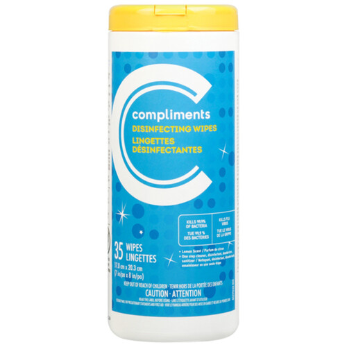 Compliments Disinfecting Wipes Lemon Scent 35 Sheets