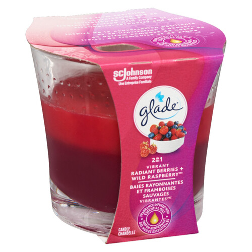 Glade 2 in 1 Scented Candle Air Freshener Radiant Berries & Wild Raspberry 1 pack