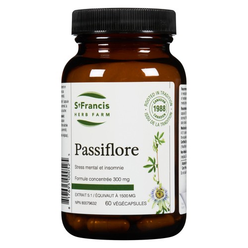 St. Francis Herb Farm Mental Stress and Insomnia Relief Passion Flower 60 Vegetable Capsules