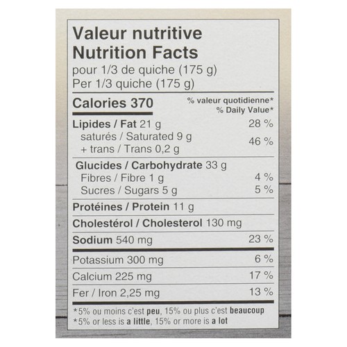 St-Hubert Frozen Quiche Spinach 525 g