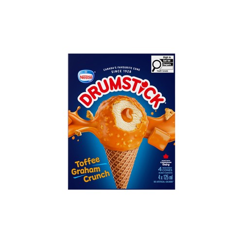 Nestle Drumstick Frozen Dessert Cones Toffee Graham Crunch 4 x 125 ml