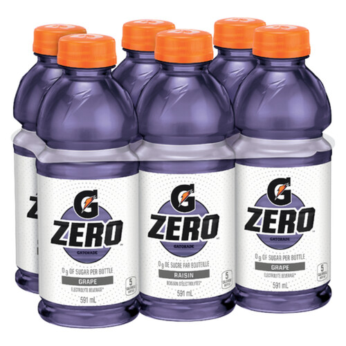 Gatorade Zero Sports Drink Grape 6 x 591 ml (bottles)