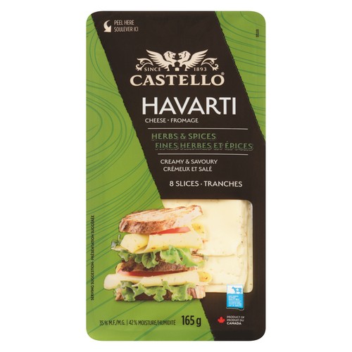 Castello Sliced Cheese Havarti Herbs & Spices 8 Slices 165 g