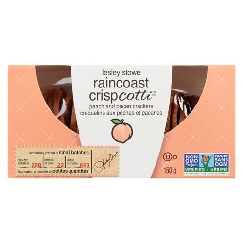 Lesley Stowe Raincoast Crispcotti Crackers Peach And Pecan 150 g